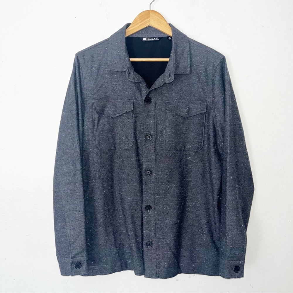 Travis Mathew Hudson Lined Shirt Jacket Mens Medium Gray Flecked Cotton Blend